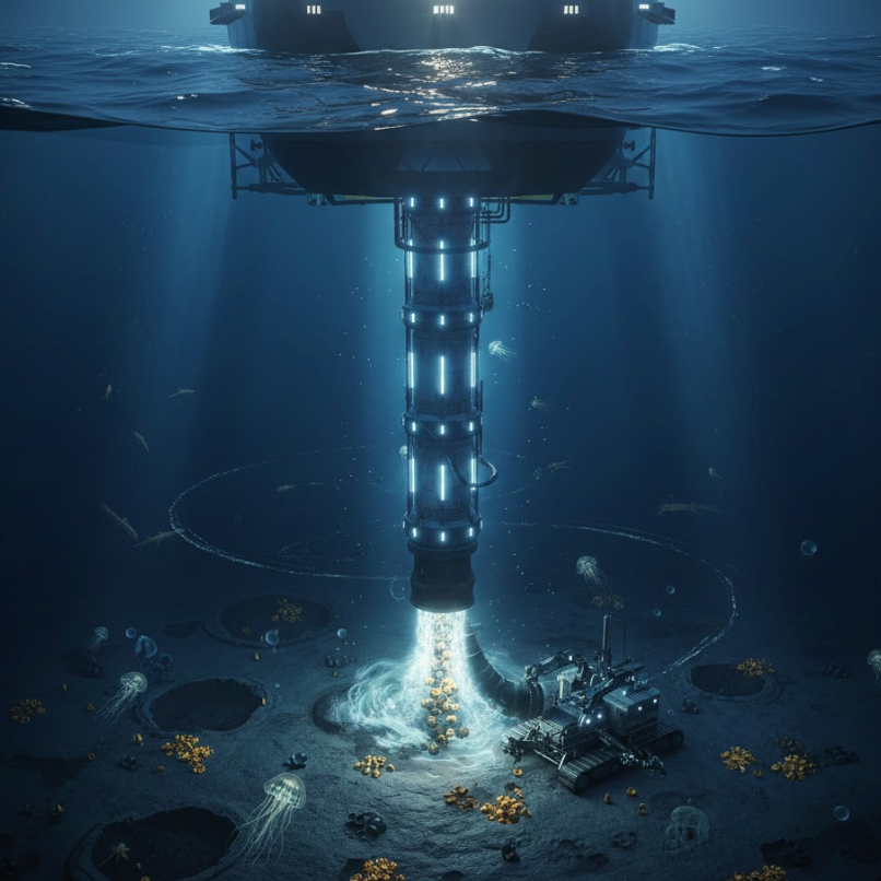 Deep-sea mining operation in Japan, tập trung vào tinh chế đất hiếm năm 2026 tại Nhật Bản với công nghệ tiên tiến.