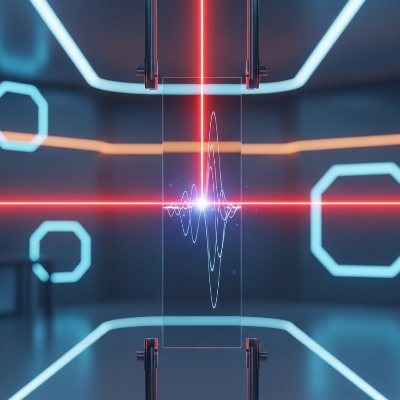 Ultrafast optical switching technology demonstration with a laser interacting with a transparent medium.