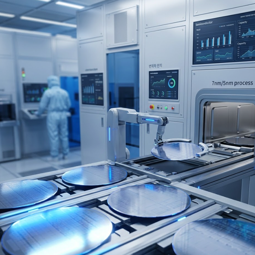 china silicon wafer production expansion in a semiconductor facility with robotic arm handling wafers.