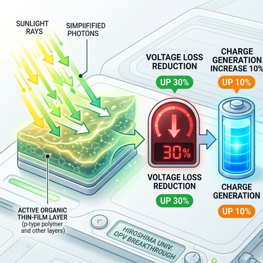 Hiroshima University Breakthrough Resolves Long Standing Trade Off in Organic Photovoltaics