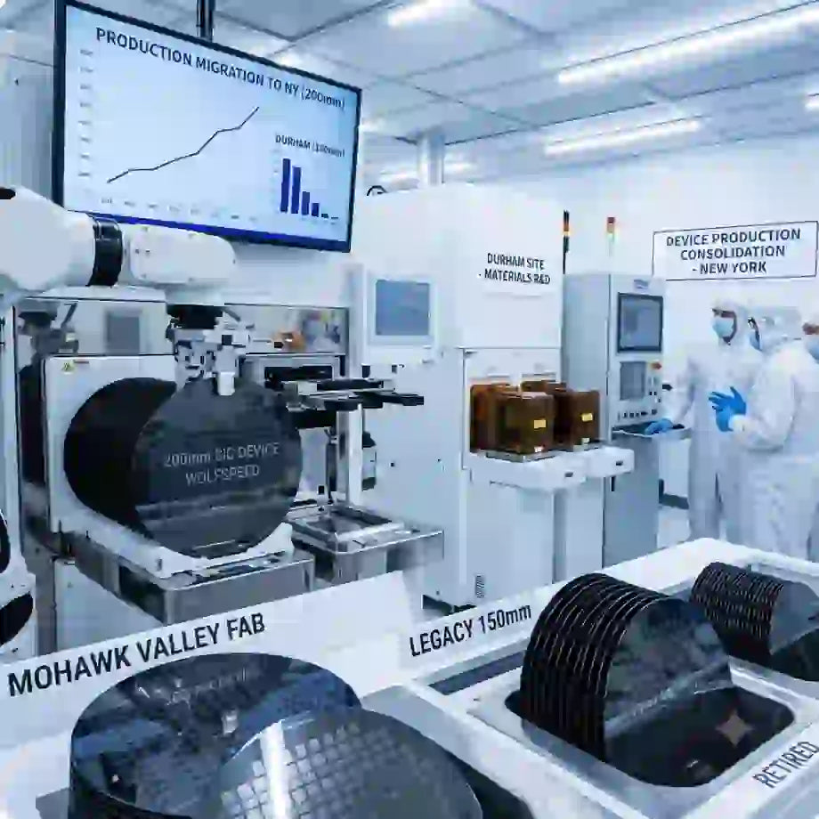 Wolfspeed Consolidates SiC Device Production to New York 200mm Fab