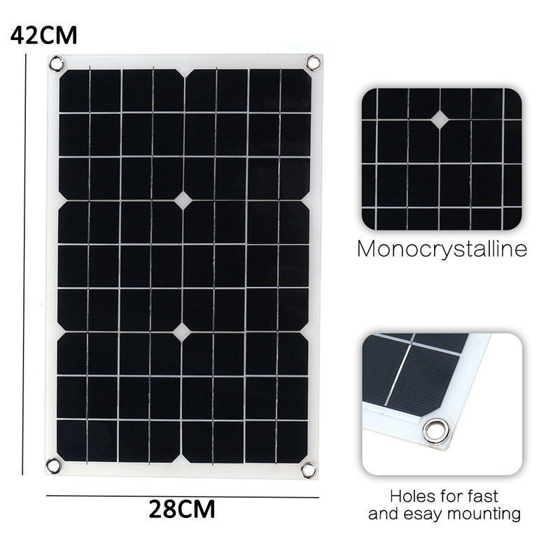 100W 12V 휴대용 단결정형 태양광 패널 